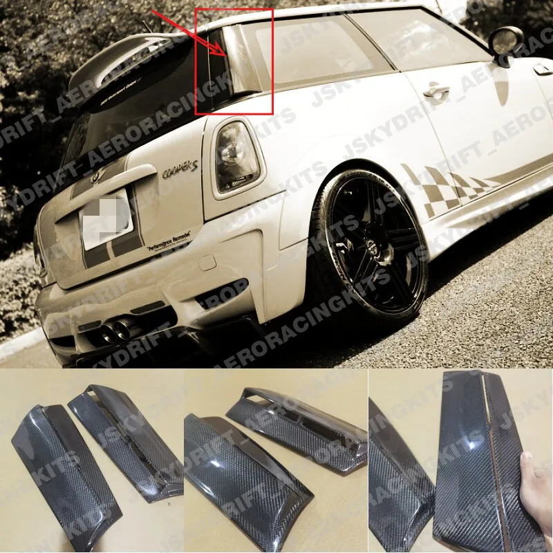 For Mini Cooper S R56 Carbon fiber C-Pillar Extension Addon Stick Cover 2pcs