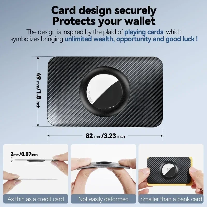 Ultra-Thin Carbon Fiber Texture Card Cover for Apple AirTag， Anti-Lost Hard Protective Card Holder