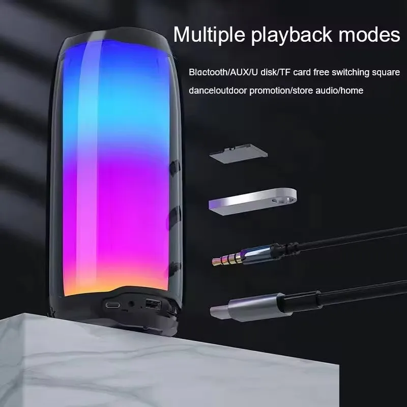 Аудитория Bluetooth Колонка Беспроводная HIFI звуковая колонка мощная портативная прозрачная Колонка сабвуфер RGB TWS/AUX