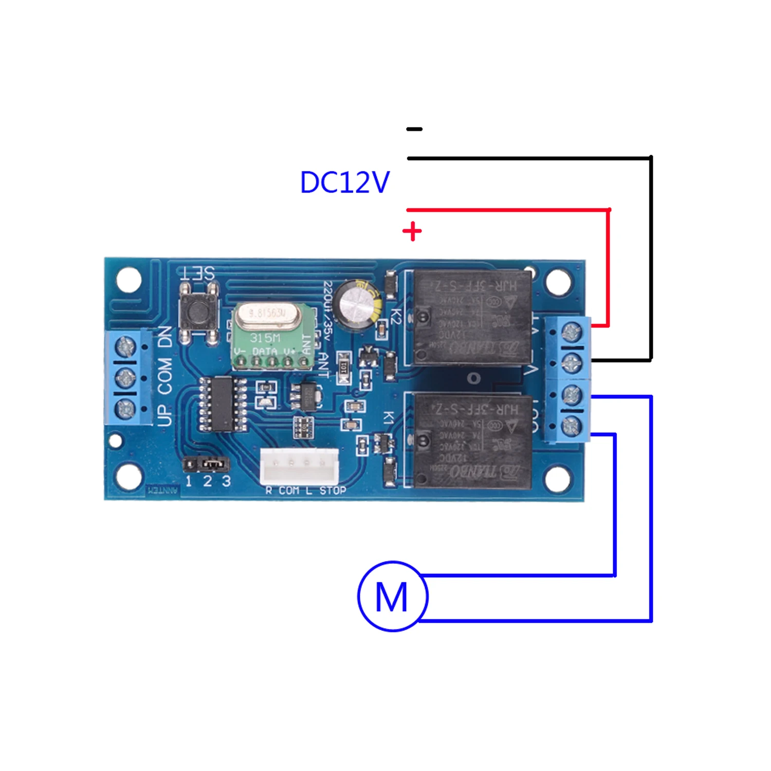 12V DC Motor Forward And Reverse Remote Control Switch For Retractable Door Curtain Electric Push Rod Wireless Remote Motor