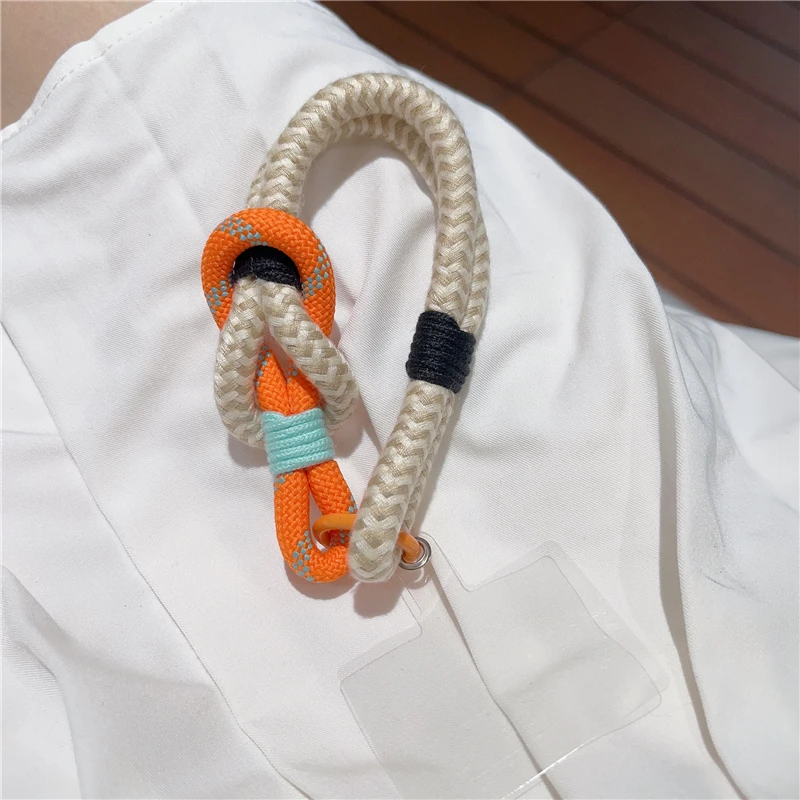 Korean Cute Colorful Braided Rope Phone Chain Pendant Charm Strap Cord Keychain For iPhone 16 15 Lanyard Bag Girl Hanging Rope