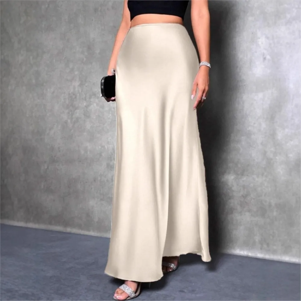 

Fashion Satin Elegant High-waisted Women's Skirt New Spring Autumn Slimming Body-hugging Female Versatile Office Skirt 2025