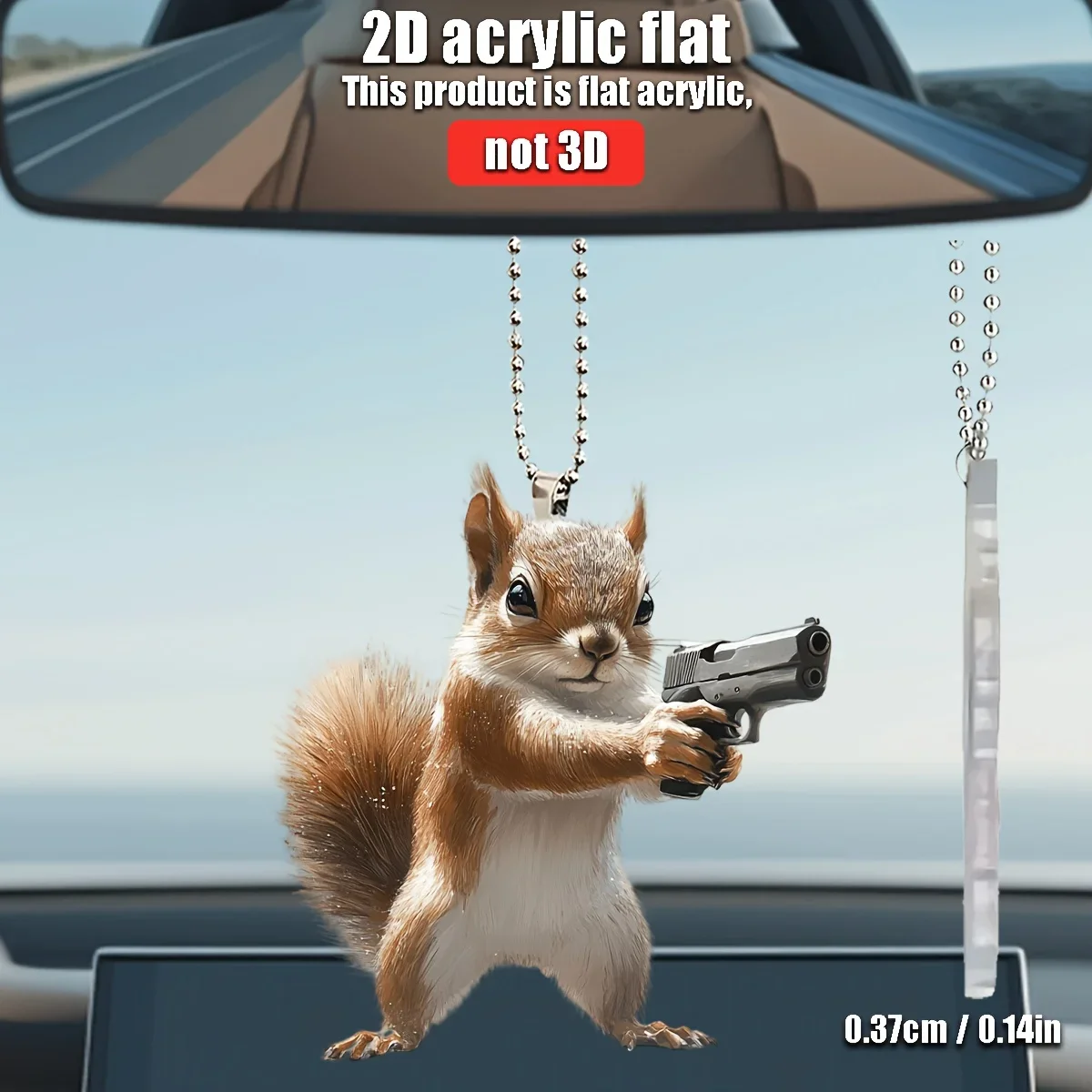 2D Cute Squirrel Acrylic Pendant Keychain Hanging Ornament For Car Backpack Home Daily Decor Accessories