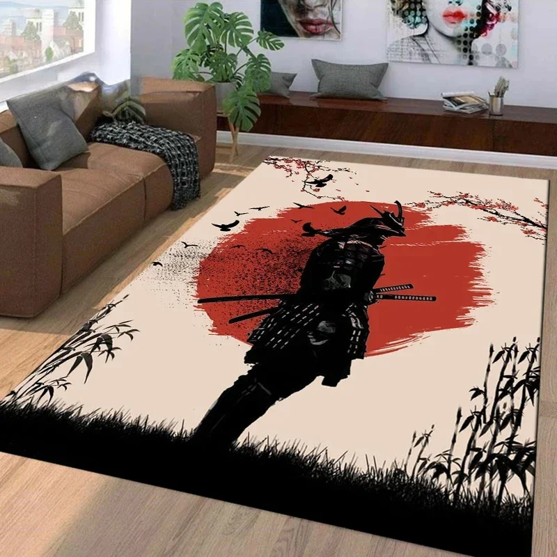 Japanese Samurai Spirits Rug Armor Figure Art Carpet for Living Room Bathroom Floor Mat for Bedroom Home Decor Play Mat Doormat