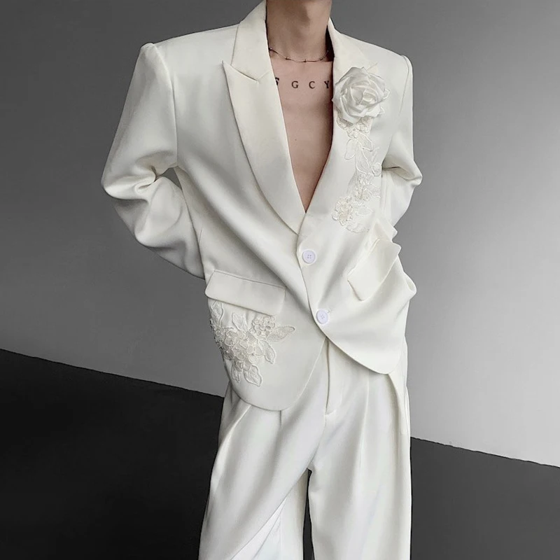 LUZHEN 2025 جديد فاخر أنيق مزاجه ثلاثي الأبعاد المرقعة السترة معطف الرجال موضة وسيم ملابس كاجوال JY4403 #2