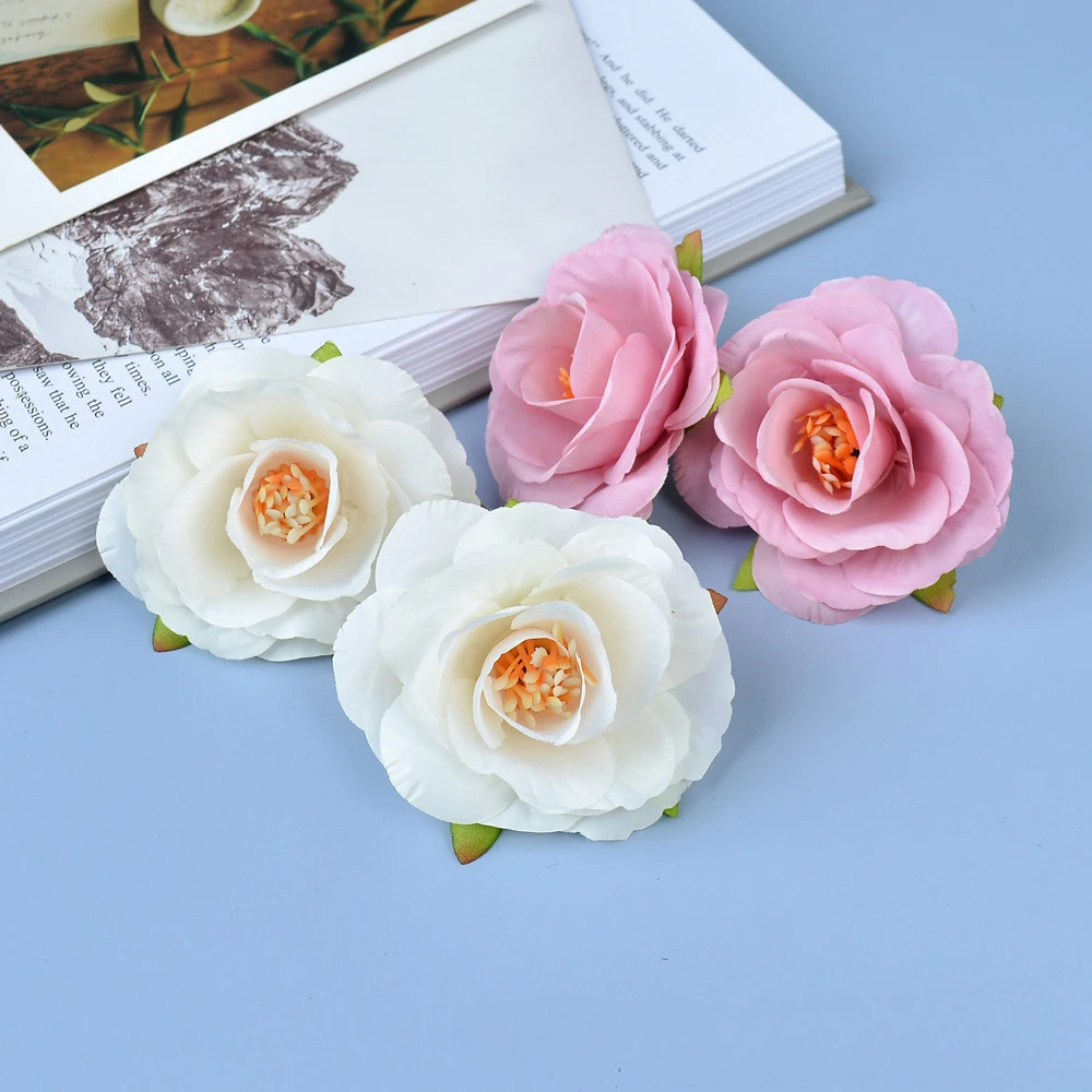 

10pcs 6cm Artifical Flowers Silk Rose Flower Head DIY Wall Decoration Marrige Accessories