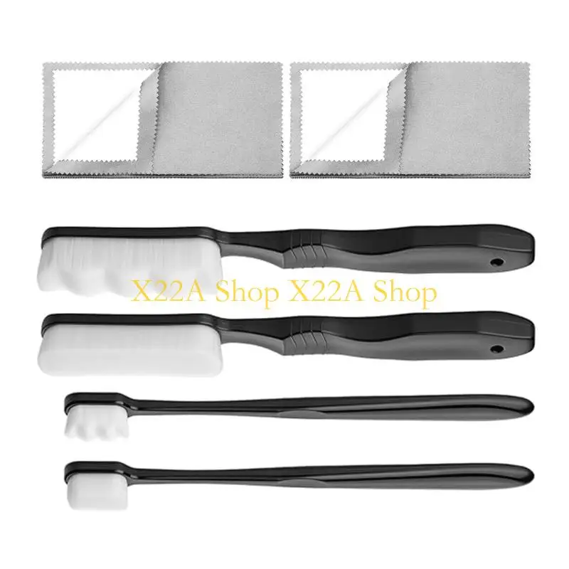 Unique Bristle Brushes and Polishing Cloths, 6-Piece Silver Care for