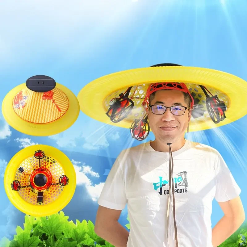 58cm Large Brim Solar Powered Sun Hat Woven Sun Protection Cap For Fishing Farming Tea Picking Travel