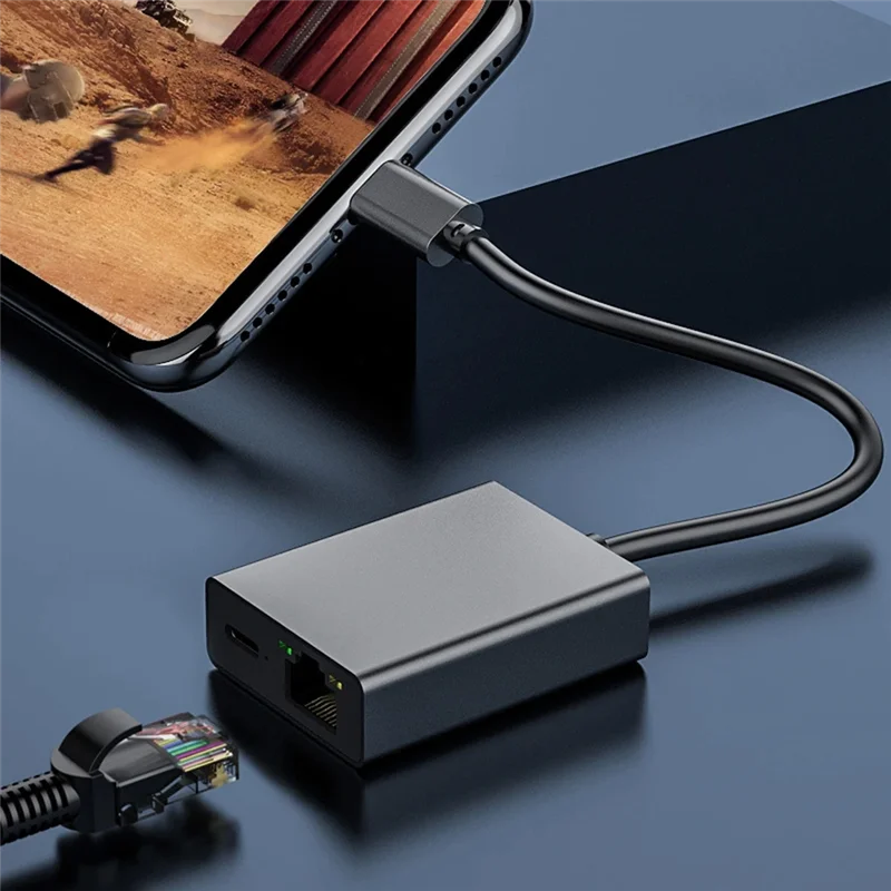 AA84 لـ Google TV 4K USB Dock محول USB C إيثرنت USB C إلى إيثرنت محول التوصيل والتشغيل دعم شحن PD، متين