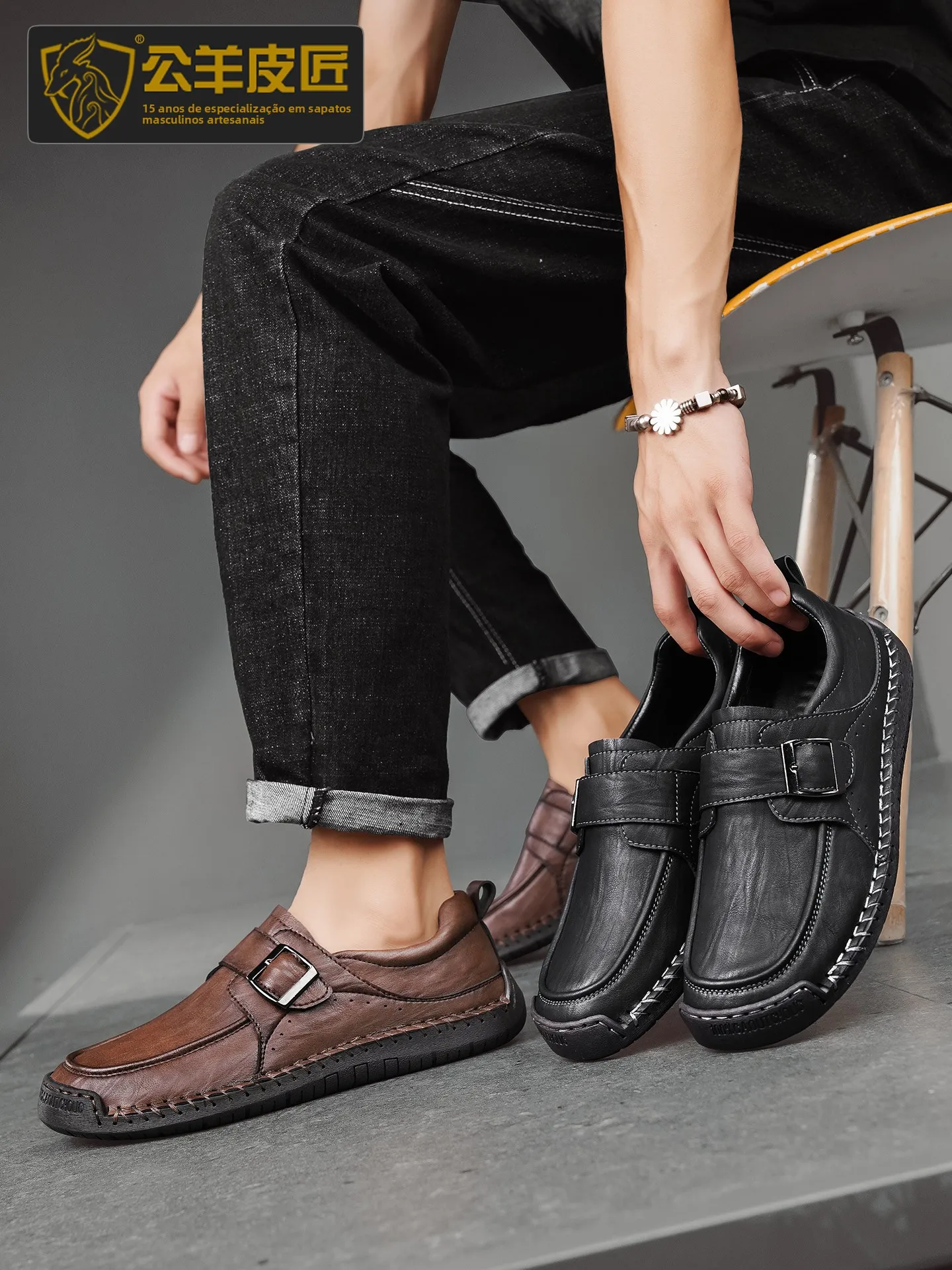 sheepskin-maker-men's-slip-on-shoes-genuine-leather-casual-work-soft-bottom-leisure-leather-shoes-comfortable-round-toe-flat