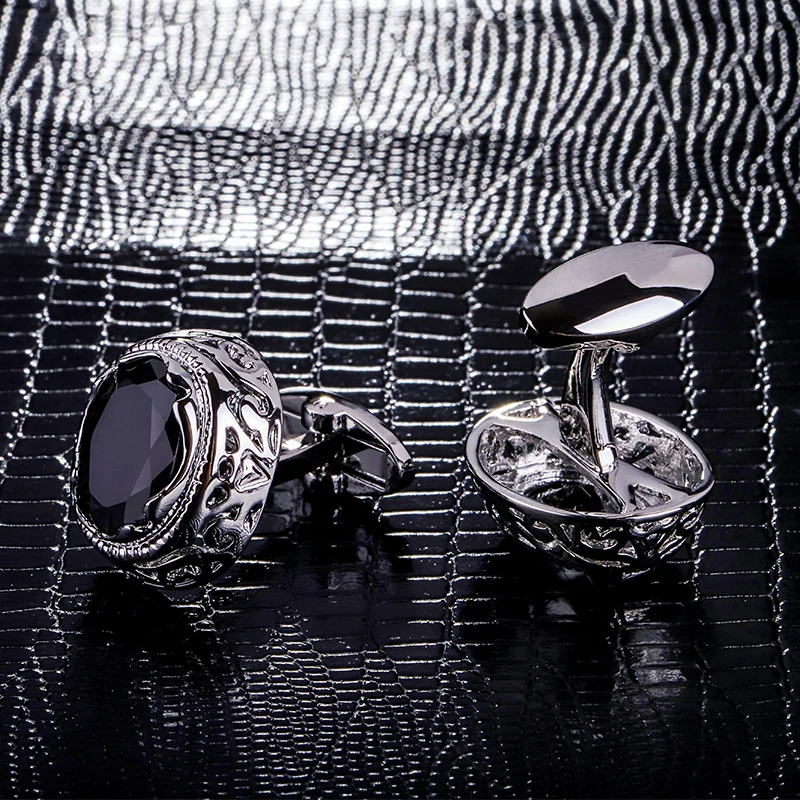 KFLK Jewelry shirt cufflink for mens Brand cuff button Retro cuff link High Quality Black abotoaduras gemelos guests