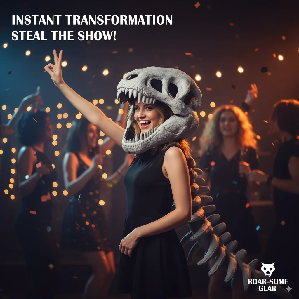 

Adult Halloween Dinosaur Skeleton Costume 3DSkull Headgear Plush Cosplay Outfit Realistic Dinosaur Dress Up Carnival Performance