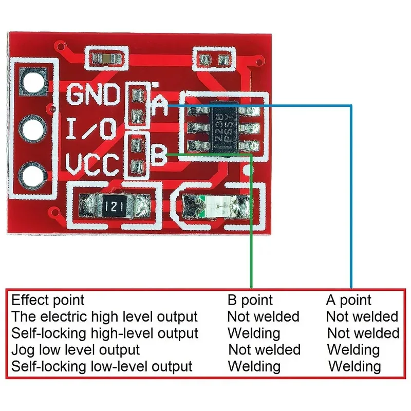 TTP223 Touch Key Capacitive Switch Button Module Capacitor Type Self-Locking/No-Locking Single Channel Reconstruction for Arduin