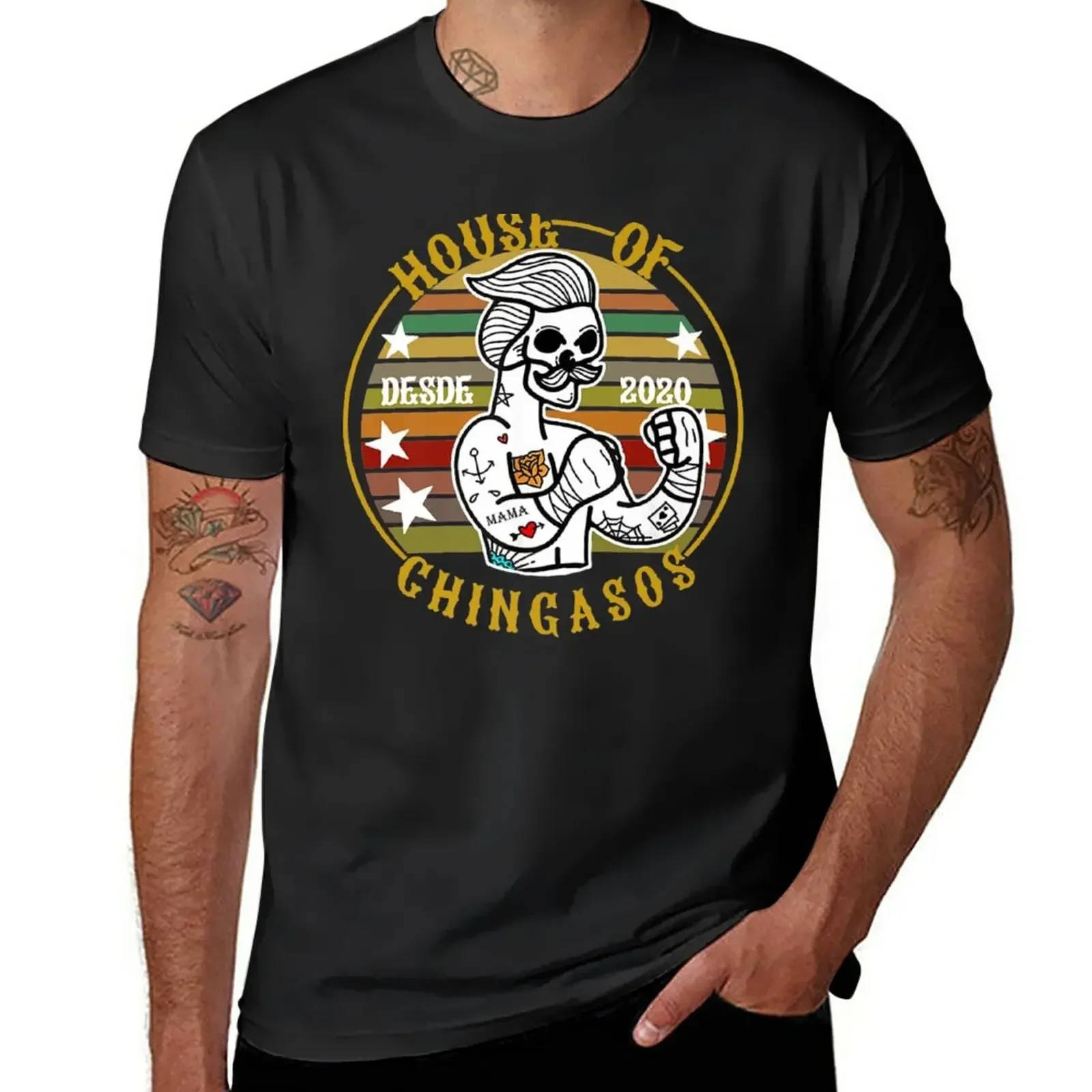 Vintage House Of Desde Chingasos 2020 Funny Boxing Tattoo T Shirt Gift For Fans, For Men And Women, Gift Halloween, Than T-Shirt