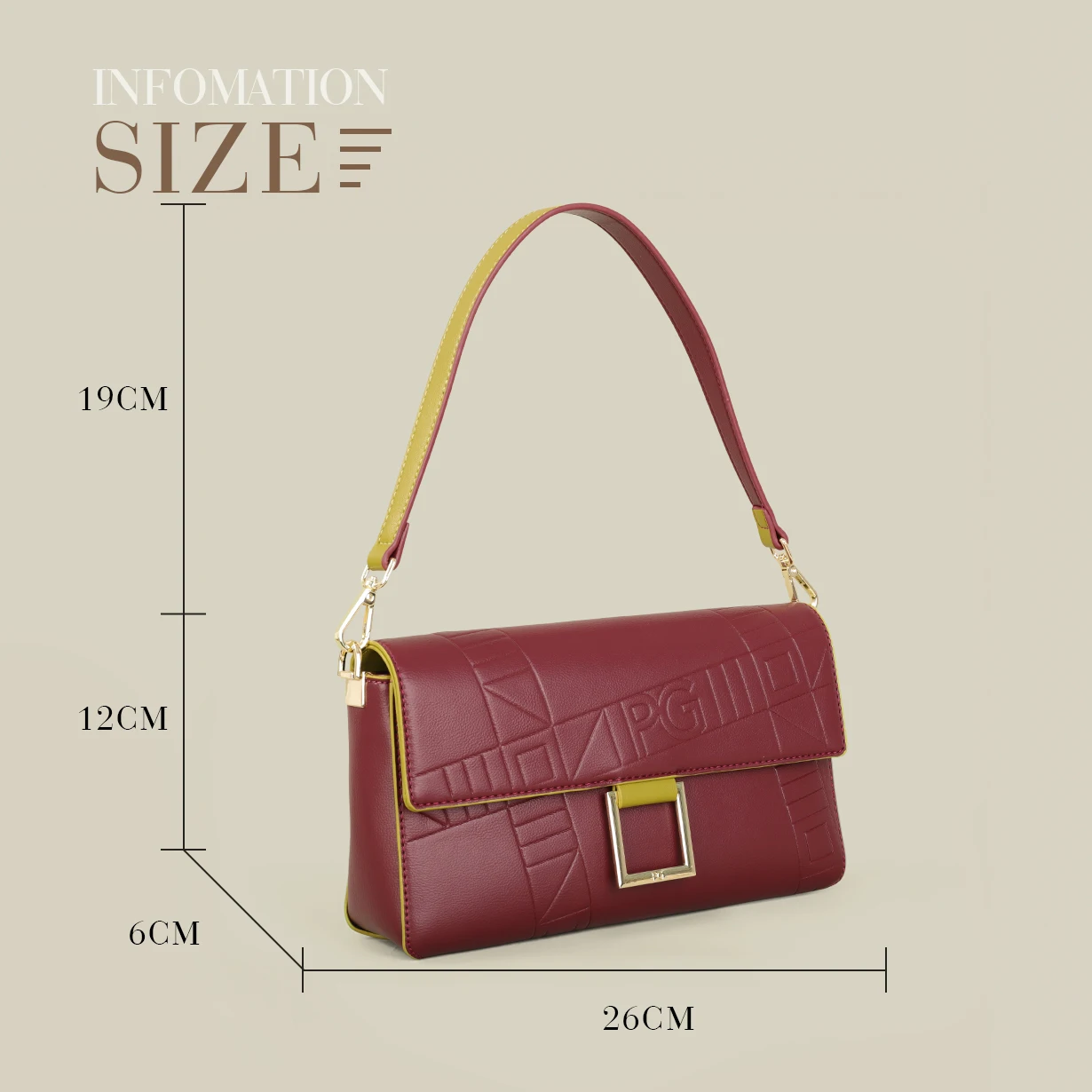 PG Exquisite Luxury Brand Fashion Design Handbag Classic Solid NEW Design 2025 Shoulder Bag Letter Embossed Ladies Party Bag image 2