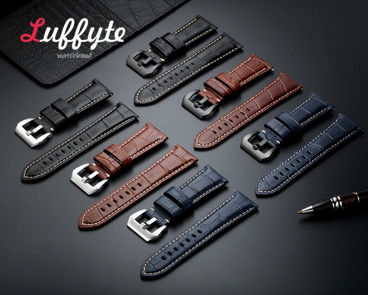 حقيقية جلد البقر الساعات 20 مللي متر 22 مللي متر 24 مللي متر 26 مللي متر الصلب مشبك ساعة اكسسوارات أسود أزرق براون ساعة اليد الأشرطة