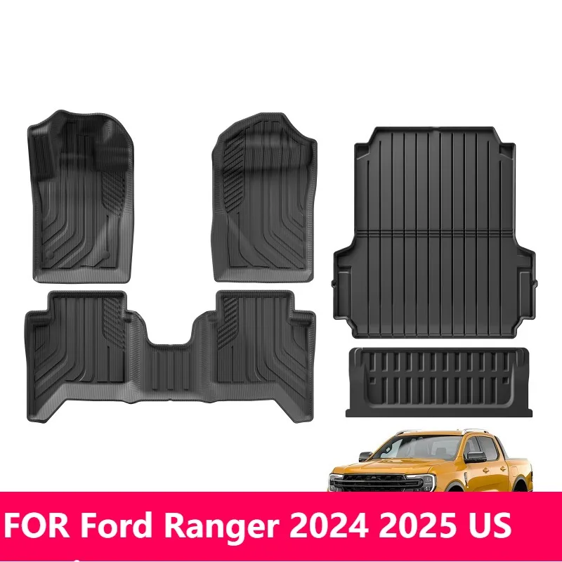 

Для Ford Ranger 2024 2025 американская версия 5 футов подкладка для кровати черный коврик из ТПЭ для грузовика защита пола