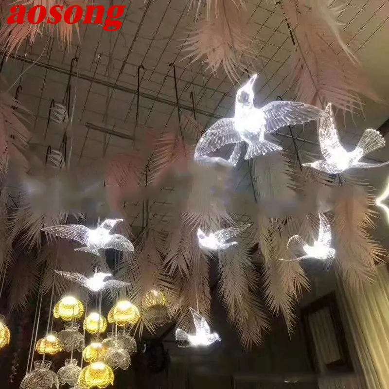 AOSONG Modern Wedding Lamp LED Indoor Landscape Flying Birds for Home Atmosphere Party Stage Acrylic Light Decoration