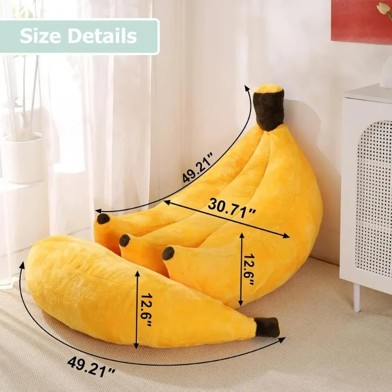 Banana Bean Bag Chair with Ottoman, Floor Sofa Bed with Footrest, Comfy Convertible Lounger for Teens & Adults, Plush Couch view 2