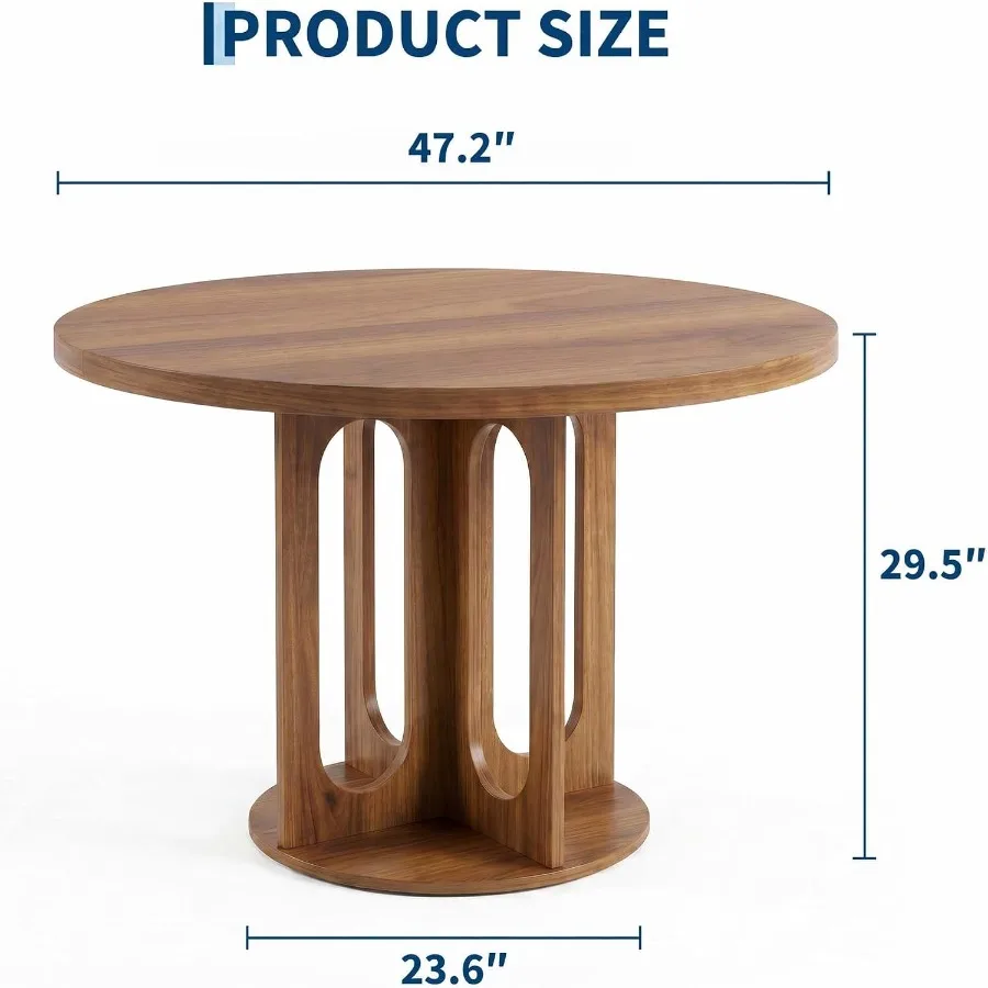 47 Round Dining Table Set for 4-6 People, 120CM, Wood, Natural Oak, Space-Saving Easy Assembly