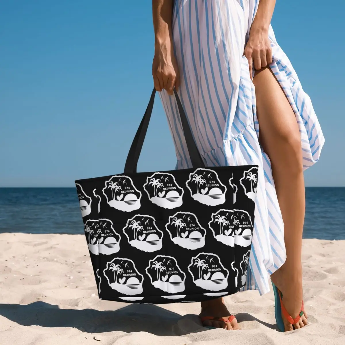 

974 Reunion Island Beach Tote Bag Sport Gym Yoga Duffle Large Tote Bag Women Travel Bag Fitness bag