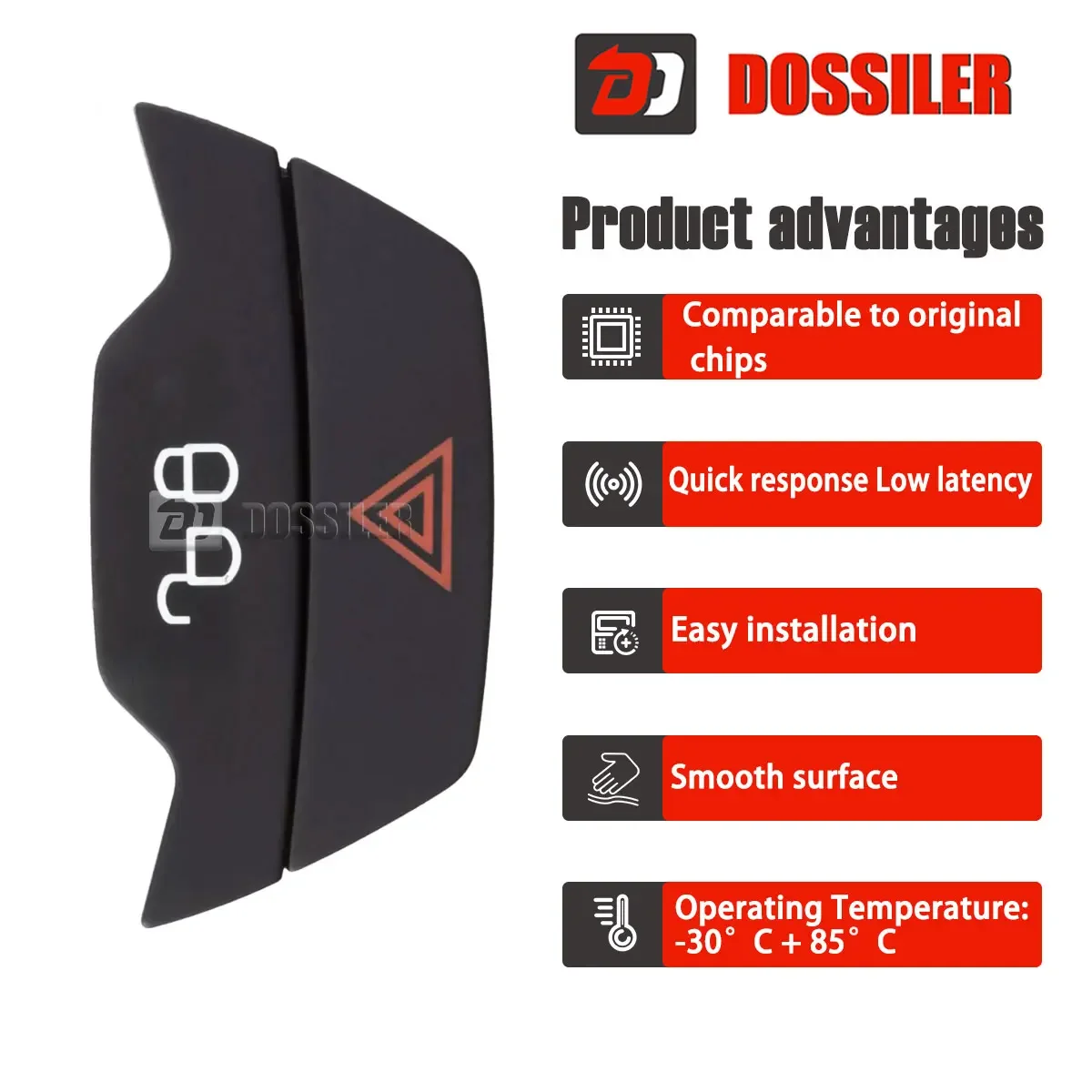 1519127 Dossiler For Ford B-MAX C-MAX Ecosport Fiesta Focu Kuga Transit Hazard Emergency Warning Light Lock Switch Button 5 Pins