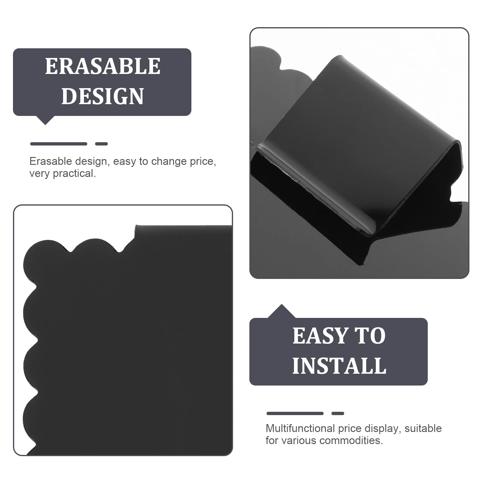 10 ชิ้น Erasable Chalkboard ผู้ถือป้ายคลิปแท็กขนาดเล็กสําหรับชั้นวางตะกร้าถังเก็บราคา ReWritable PVC