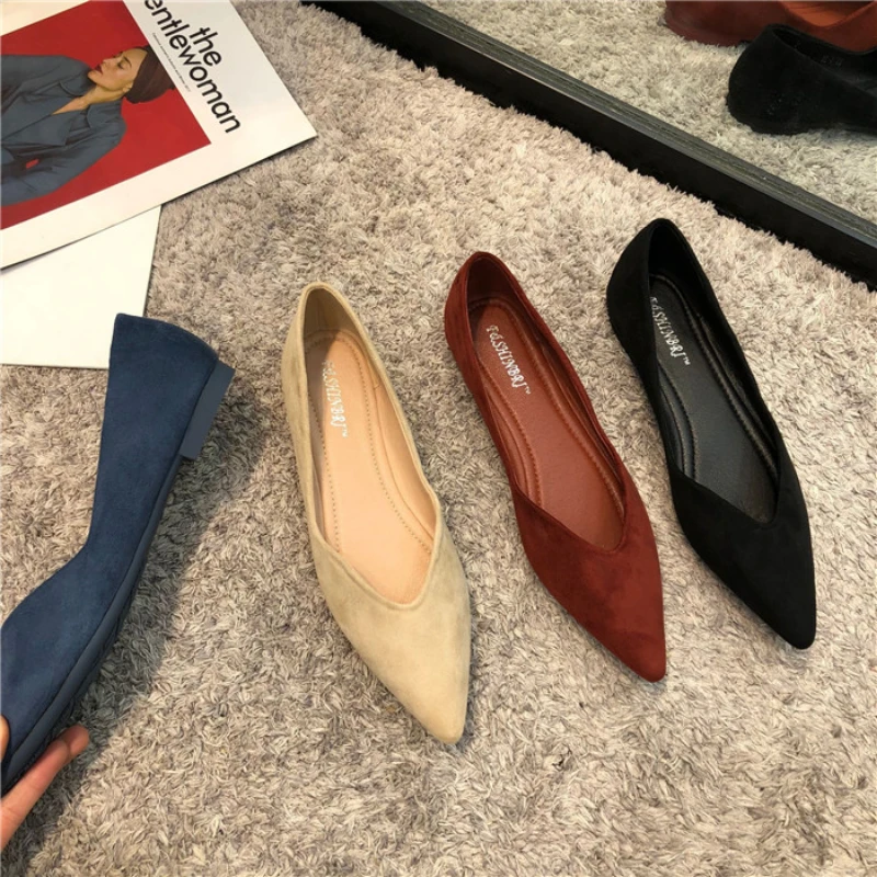 Women Flats Easy to Wear Flat Bottom Grandma Shoes 2023 Early Spring New Arrival Basic Women Flat Heels Black Dressy Comfort 44