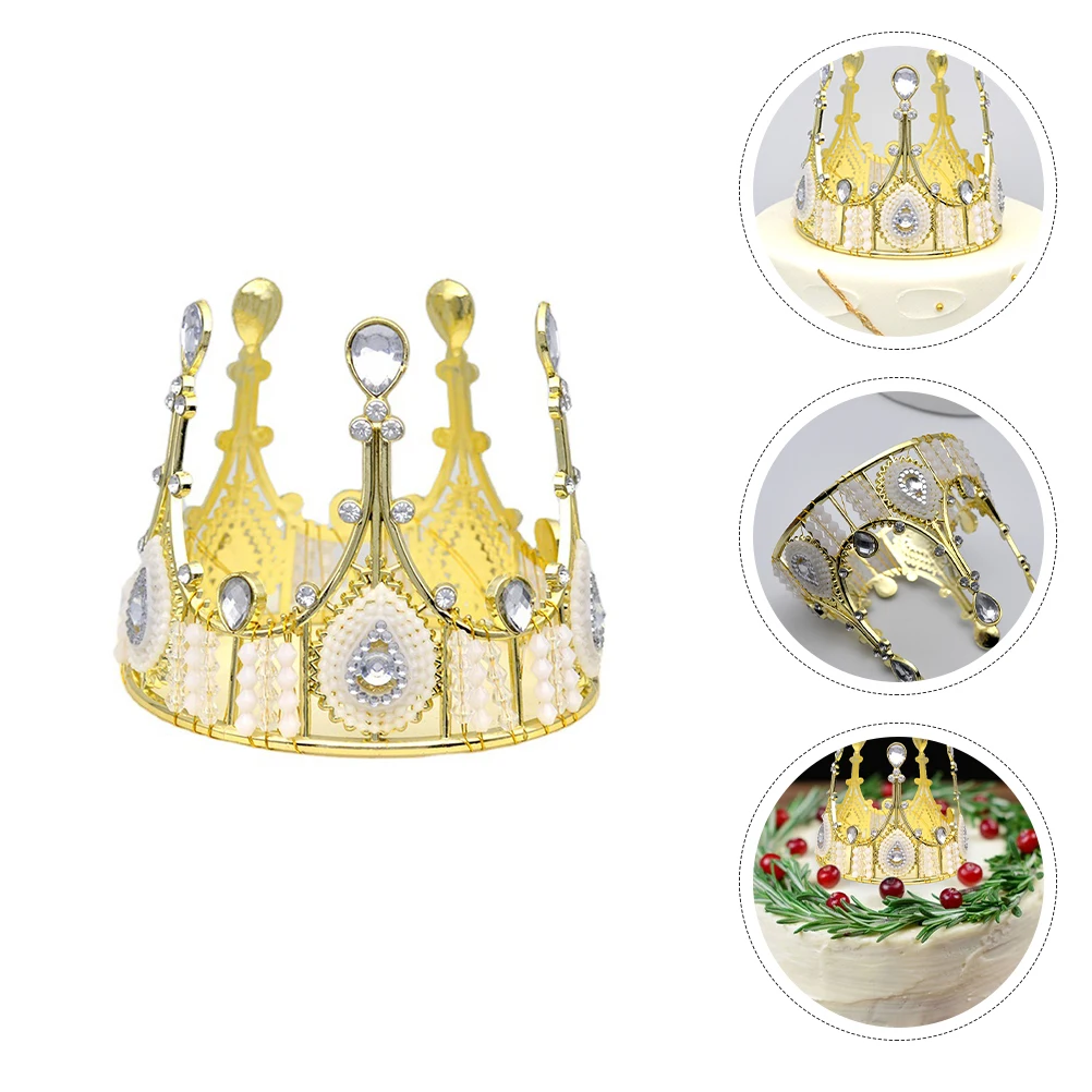

2Pcs Crown Cake Decoration Elegant Birthday Party Supplies Premium Material Bright Color Durability Long Term Use Photography