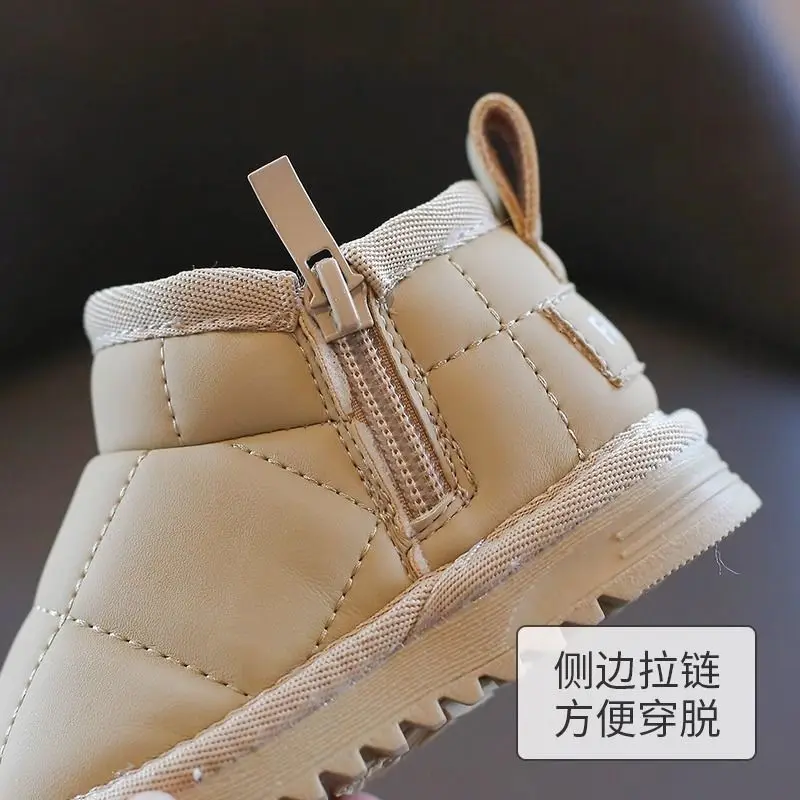 طفل الفتيات الفتيان أحذية الثلوج الأطفال أحذية الشتاء الاطفال في الهواء الطلق الدافئة أفخم الأحذية يندبروف مقاوم للماء الرضع الأحذية المبطنة بالقطن #4