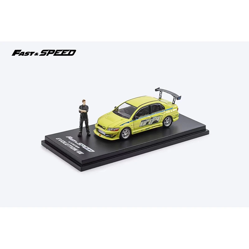 PreSale FS 1:64 Lancer Evo VII FNF Green Diecast Diorama Car Model Collection Miniature Fast Speed