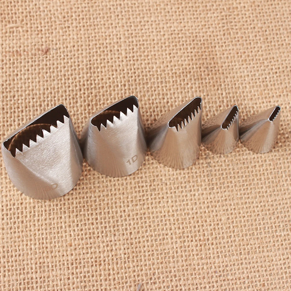 

5Pcs StainlessSteel PastryTips Nozzles BakingTools CakeDecoration Reusable NonStick CreamSqueeze SauceMouth LargeBasket Weave