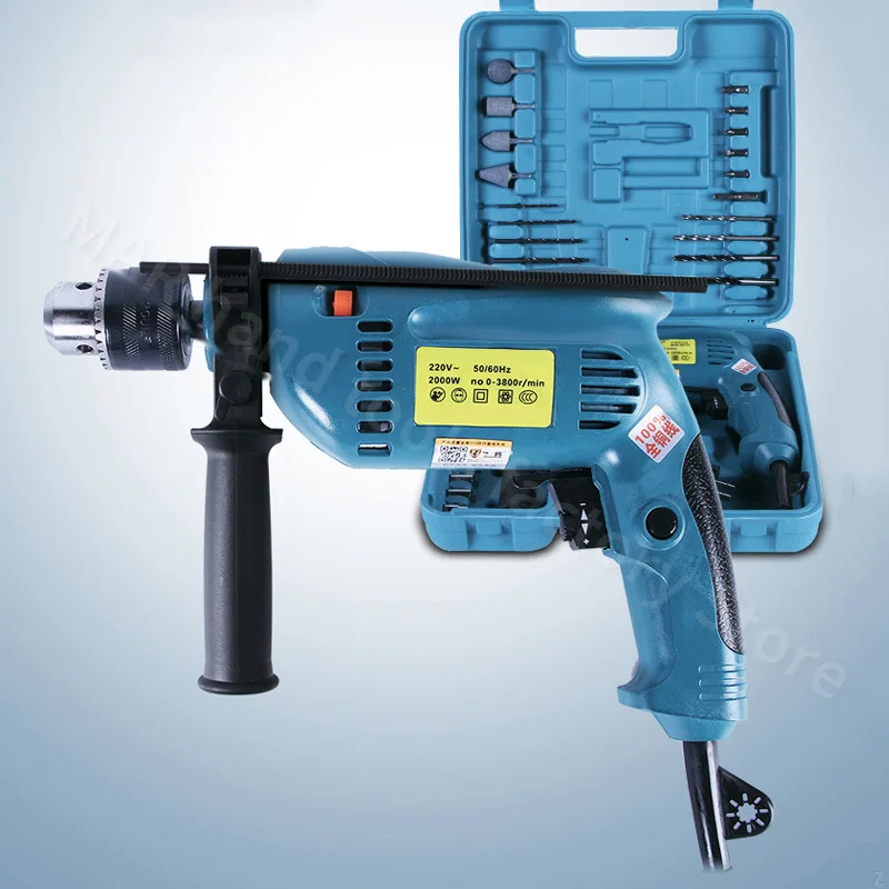 Broca de Impacto de Mão Elétrica Pistolas de Broca Planas Broca de Mão Multifuncional Velocidade Ajustável 220v 2000w 3800rpm