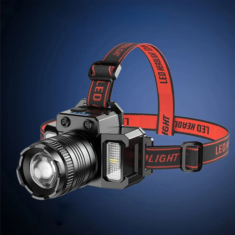 Zoomable LED Headlamp Usb Rechargeable Headlight Motion Sensor Waterproof Head Lamp Headlight Emergency Headlamp Head Work Light