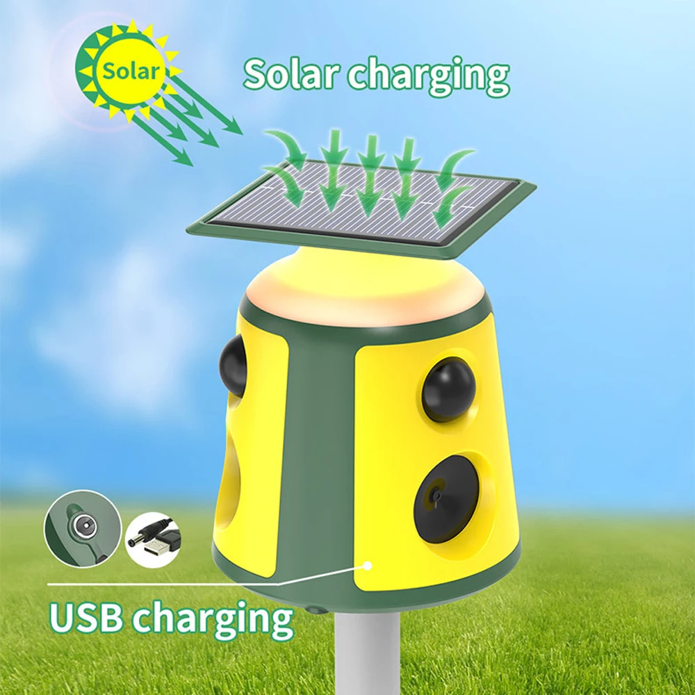 Solarenergie Pir Sensor Outdoor Tiere Repeller 360 ° erschrecken Tiere Maschine Maus Expeller USB wiederauf ladbare Fahr vorrichtung