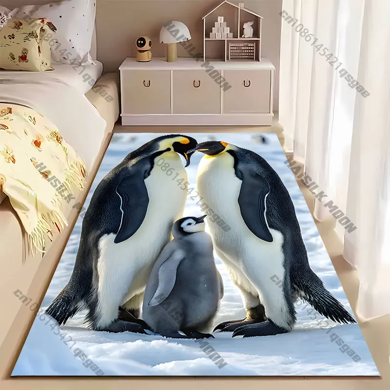 Penguin family nurturing bond carpet Yoga living room room decor children's crawling mat doormat area rug games mat