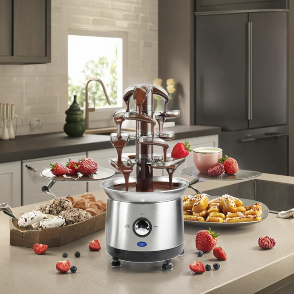 

Chocolate Fountain Machine, Four-Tier DIY Waterfall Automatic Melting Tower-Style Electric Chocolate Fountain