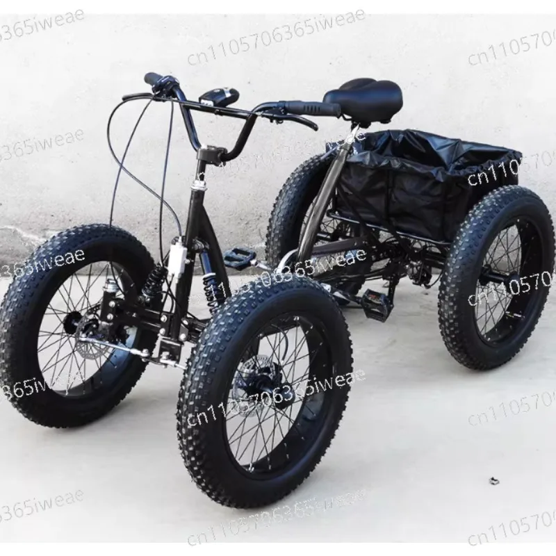 

20-дюймовый внедорожный велосипед с толстыми шинами, четырехколесный, с семискоростной трансмиссией, снегоход-квадроцикл