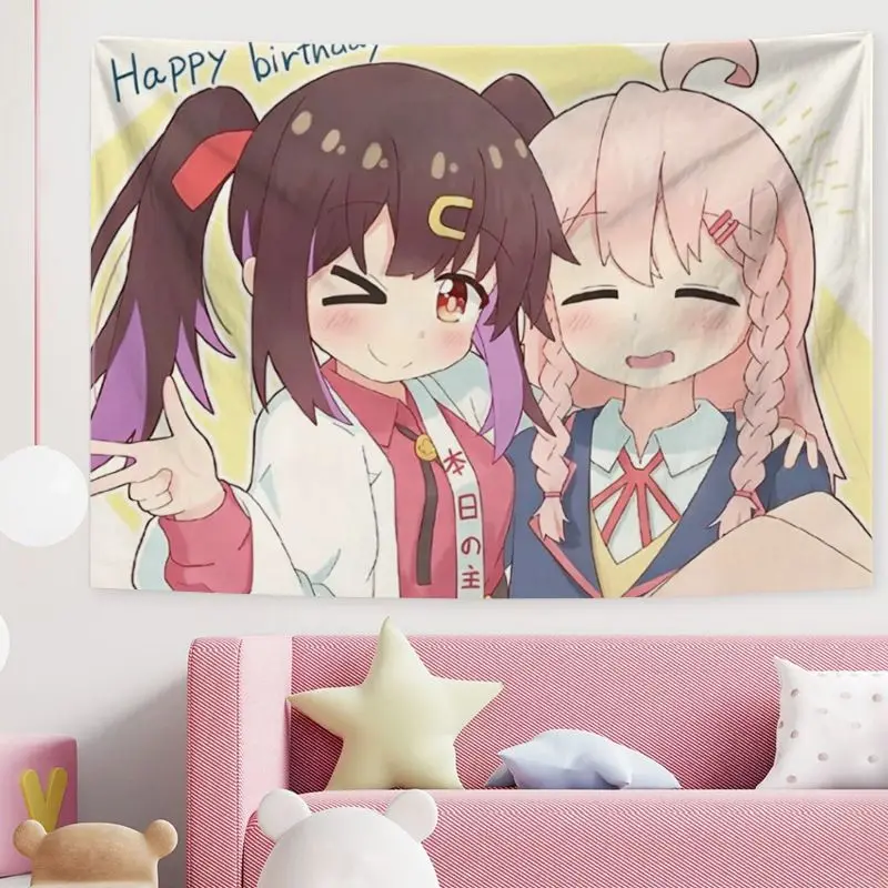VIKAMA Cute Anime Sisters Tapestry Wall Hanging, 6 Designs, Wall Decor for Bedroom Living Room Dorm