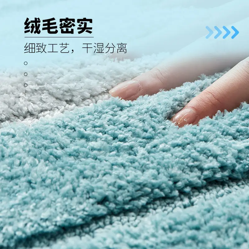 Striped Bathroom Mats Thickened Long Hair Floor Carpet Toilet Door Absorbent Bathroom Tub Mat Kitchen Rug Non-slip Foot Pad