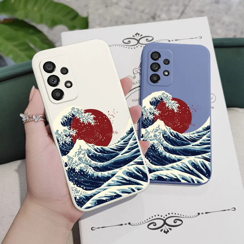 Red Sun Sea Waves Case Samsung A54 A34  A24 A73 A53 A33 A23 A15 A25 A35 A55 A13 A03 A03S A72 A52 A52S A32 A12 A22 A04S A04 5G