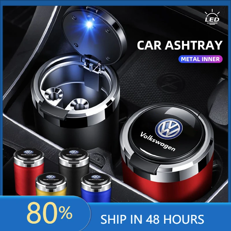

Крышки ступицы Автомобильная пепельница для сигарет с крышкой со светодиодной подсветкой Портативная съемная автомобильная пепельница для Volkswagen CC R-Line GTI T5 G