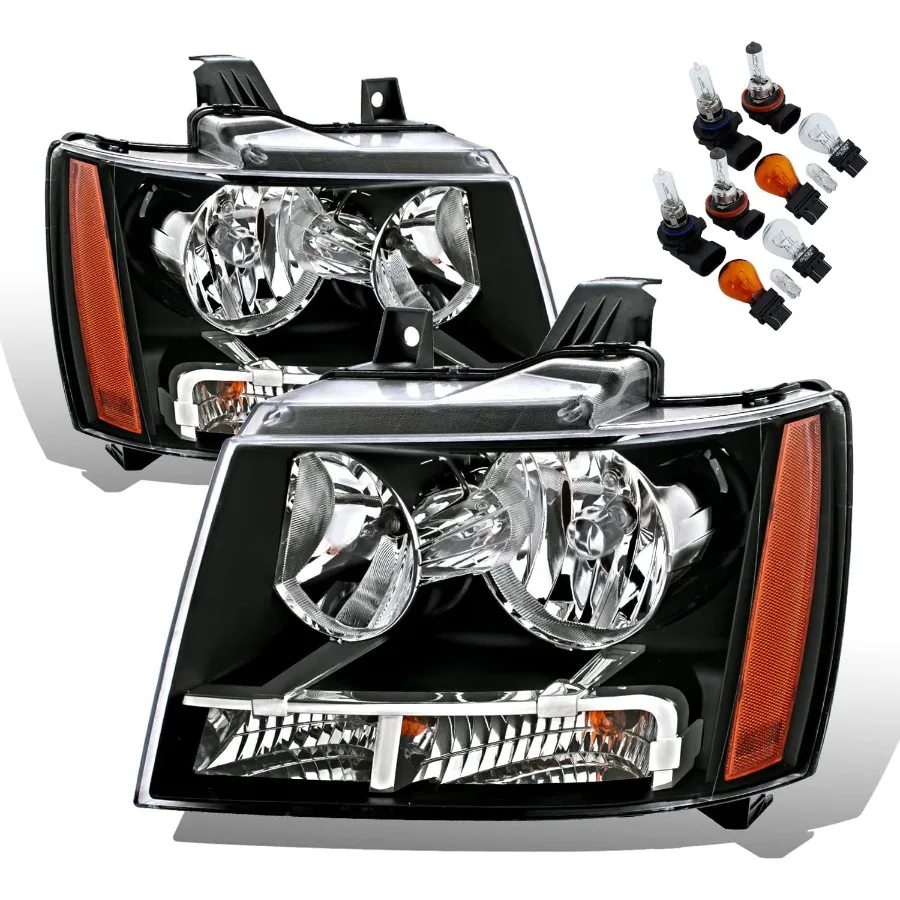 

Halogen Car Headlight Pair With Bulbs and Harness Replacement for Chevrolet Tahoe Suburban Avalanche - Complete Driver and Pass