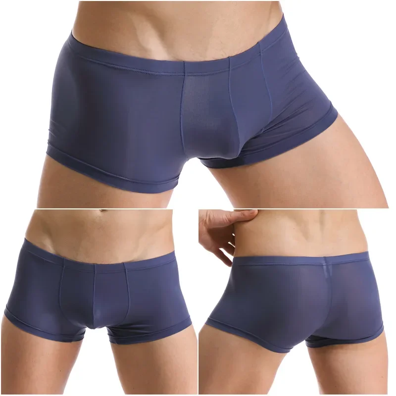 

Men's Ice Silk Boxer Briefs Transparent Sexy Low Waist Boxers Ultra-Thin Comfortable Underwear