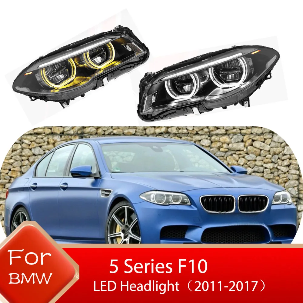 For BMW F10 Headlight 5 Series 2011-2017 Assembly Modification With High-End Dual-Color Angel Eye LED Daytime Running Lights
