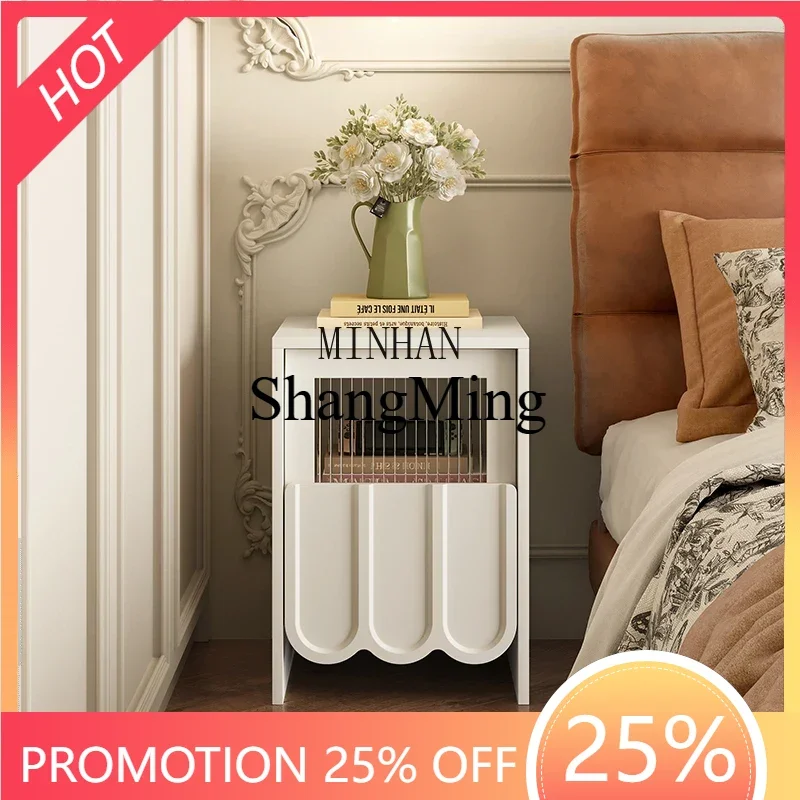 

FG Cream Wind Bedside Table Small Unit Premium Side Cabinet Bedroom Small 25CM Mini Bedside Storage