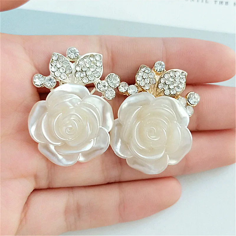 

Kewgarden Rose Diamond-encrusted Flower Tray Alloy Accessories Diy Handmade Hair Accessories Bag Accessories 10 Pcs