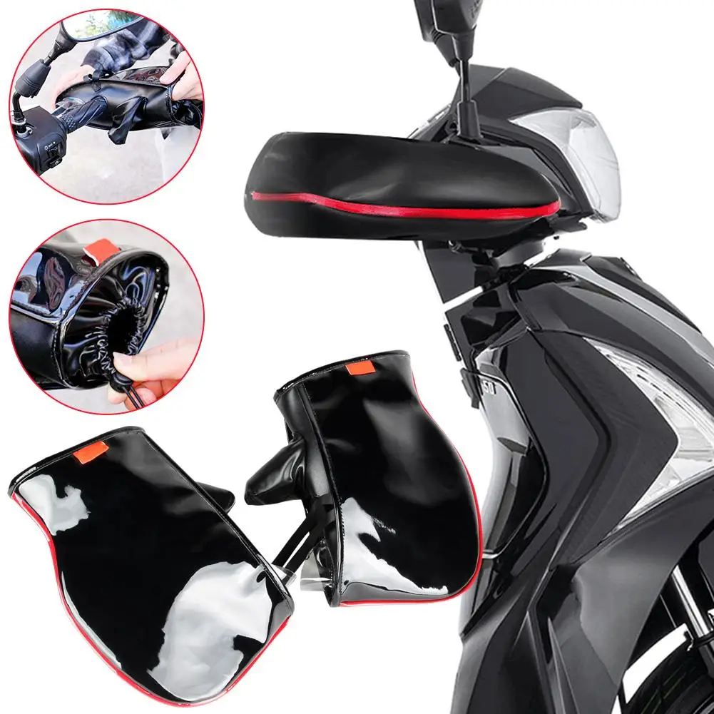 Winter Motorcycle Warm Waterproof Handlebar Muff General Cover Scooter Windproof Leather Electric Handle Stereo Tool Mirror M7Z7