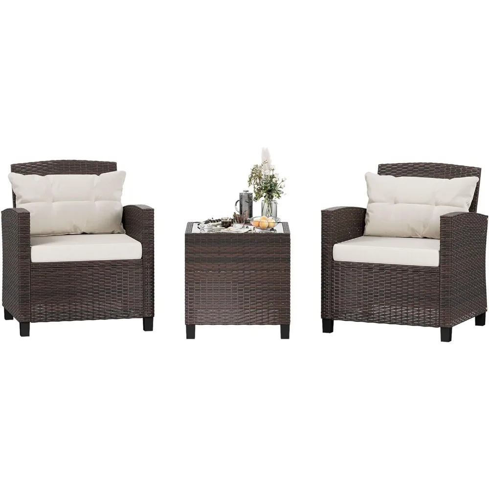 

Shintenchi 3 Pieces Patio Furniture Set 3 Pieces PE Rattan Wicker Chairs with Table Outdoor Furniture for Backyard/Garden