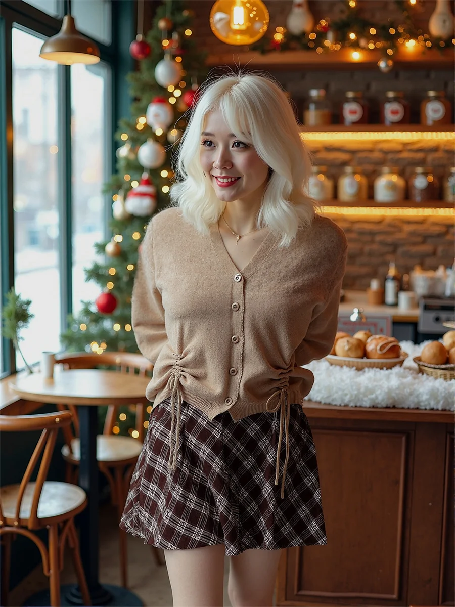 منقوشة الإمبراطورية نمط Preppy التنانير للمرأة ملابس حريمي الربيع القطن اليومية الحد الأدنى المؤنث تنفس لينة الأساسية بسيطة BF #5